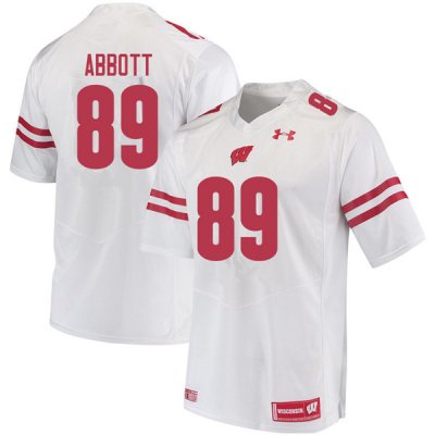 Men's Wisconsin Badgers NCAA #89 A.J. Abbott White Authentic Under Armour Stitched College Football Jersey KC31P34JK